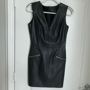 Faux Leather Dress with Zipper Detail